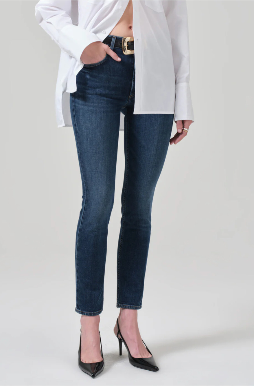 CITIZENS OF HUMANITY NWT Sloane Skinny Denim Jean in Baltic Dark Wash // 0